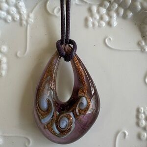 Source Unknown Purple and Gold Swirl Necklace